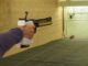 Celine Goberville, die olympische Schützin, die eine 3D-gedruckte Pistole verwendet