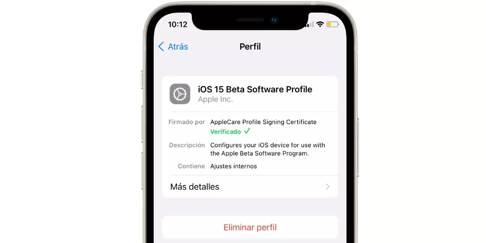 eliminovat beta ios 15 perfil iphone